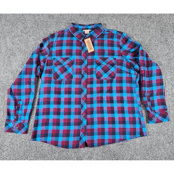 Duluth Trading Co WM Crosscut Wicking Flannel Shirt RSBMICHK 2XL Blue Plaid - Picture 2 of 8